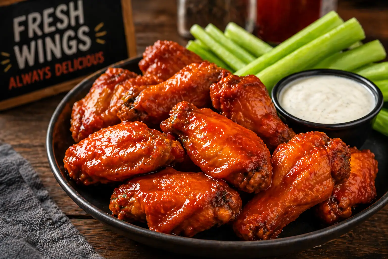Fresh wings restaurant crispy chicken wings with signature sauces