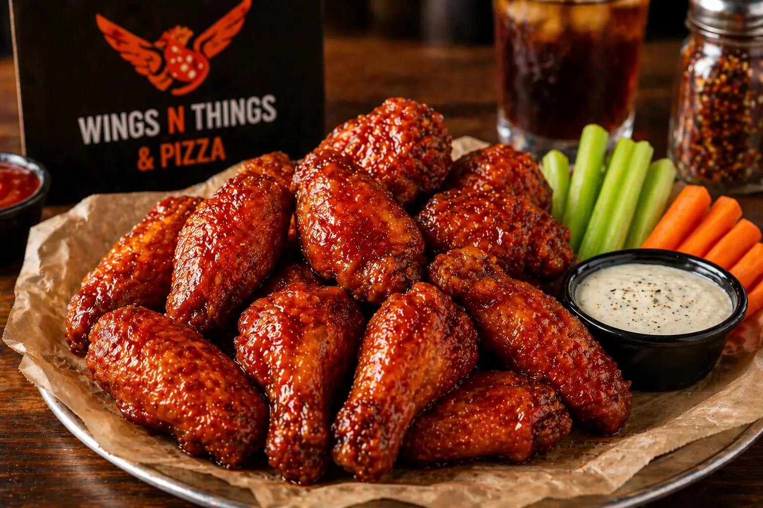 Wings restaurant crispy chicken wings with a variety of bold sauces
